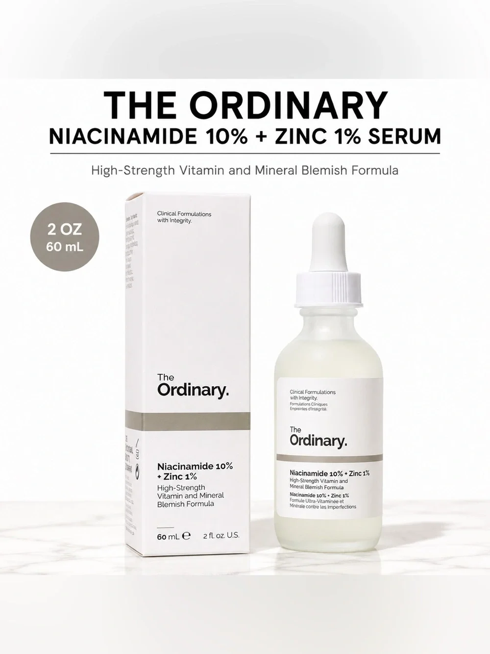 The Ordinary Niacinamide 10% + Zinc 1% Serum — White, Cream